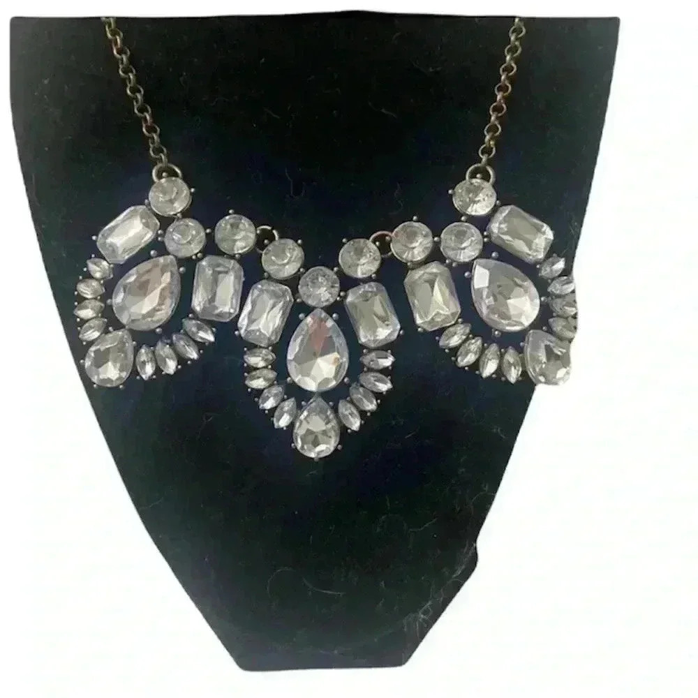 J.Crew Large Rhinestone Cluster Statement Necklace - Picture 2 of 5